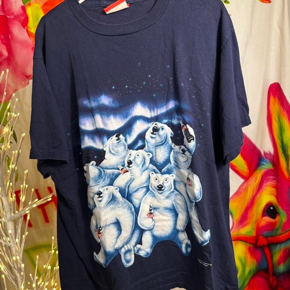 171. Coke navy blue polar bear tee